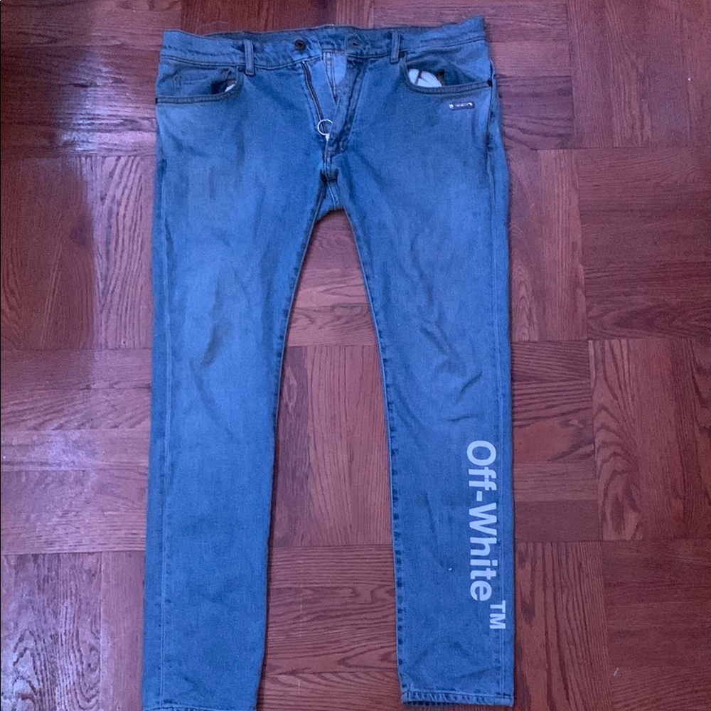 Off-White Blue Skinny Jeans